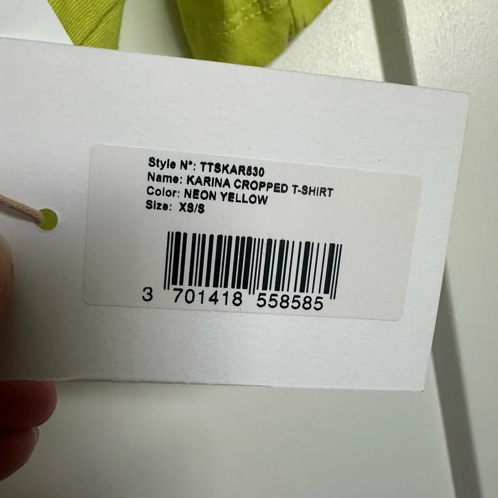 NWT The Frankie Shop Karina Cropped T-Shirt in neon yellow - Picture 4 of 6